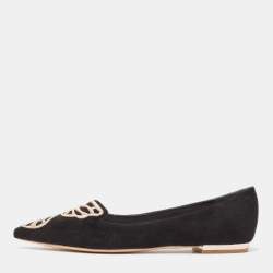 Sophia Webster Black Suede Bibi Butterfly Pointed Toe Ballet Flats Size 37
