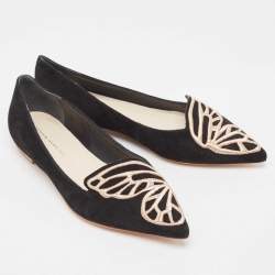 Sophia Webster Black Suede Bibi Butterfly Pointed Toe Ballet Flats Size 37
