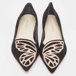 Sophia Webster Black Suede Bibi Butterfly Pointed Toe Ballet Flats Size 37
