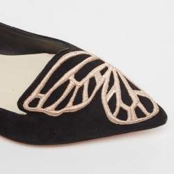 Sophia Webster Black Suede Bibi Butterfly Pointed Toe Ballet Flats Size 37