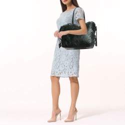 Sophia Webster Black Leather Lasercut Liara Tote