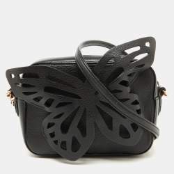 Sophia Webster Black Leather Flossy Butterfly Camera Crossbody Bag