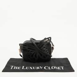Sophia Webster Black Leather Flossy Butterfly Camera Crossbody Bag