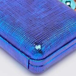 Sophia Webster Metallic Blue Foil Leather The Vivi Sea Life Chain Clutch