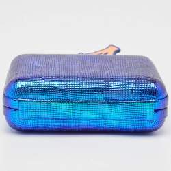 Sophia Webster Metallic Blue Foil Leather The Vivi Sea Life Chain Clutch