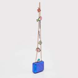 Sophia Webster Metallic Blue Foil Leather The Vivi Sea Life Chain Clutch