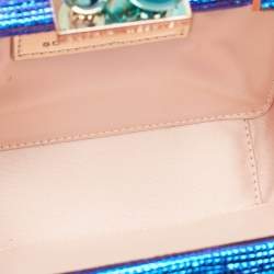 Sophia Webster Metallic Blue Foil Leather The Vivi Sea Life Chain Clutch