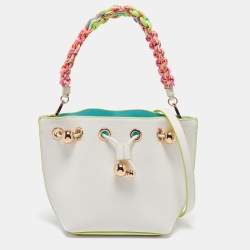 Sophia Webster White Leather Romy Drawstring Bucket Bag