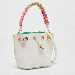 Sophia Webster White Leather Romy Drawstring Bucket Bag