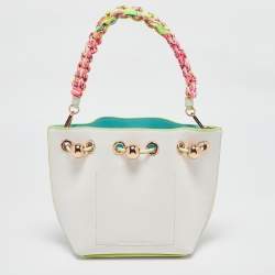 Sophia Webster White Leather Romy Drawstring Bucket Bag