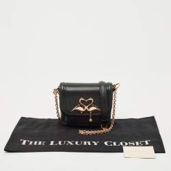 Sophia Webster Black Leather Flamingo Shoulder Bag