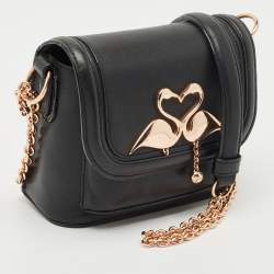 Sophia Webster Black Leather Flamingo Shoulder Bag