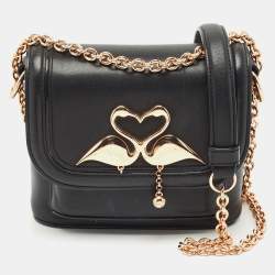 Sophia Webster Black Leather Flamingo Shoulder Bag