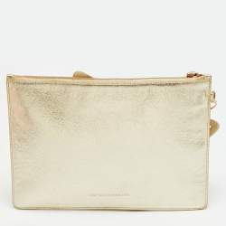 Pre Owned Sophia Webster Butterfly Gold Leather Wristlet Pouch