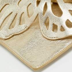 Pre Owned Sophia Webster Butterfly Gold Leather Wristlet Pouch