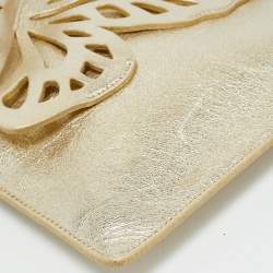 Pre Owned Sophia Webster Butterfly Gold Leather Wristlet Pouch