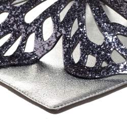 Sophia Webster Metallic Silver Leather Butterfly Wristlet Pouch
