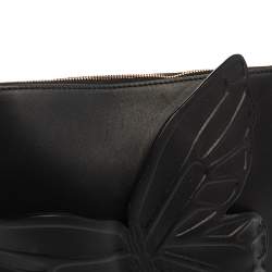 Pre Owned Sophia Webster Black Leather Butterfly Wristlet Clutch