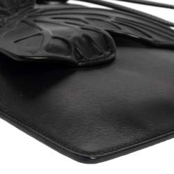 Pre Owned Sophia Webster Black Leather Butterfly Wristlet Clutch