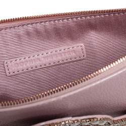 Pre Owned Sophia Webster Powder Pink Leather Flowwy Royalty Wristlet Clutch