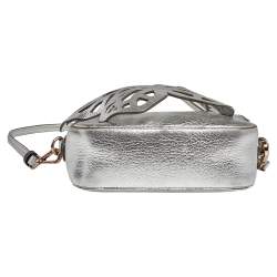 Pre Owned Sophia Webster Silver Leather Flossy Butterfly Camera Crossbody Bag