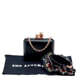 Sophia Webster Black Leather Vivi Butterfly Handle Box Clutch