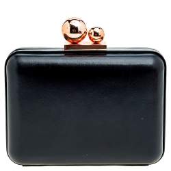 Sophia Webster Black Leather Vivi Butterfly Handle Box Clutch