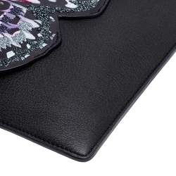 Sophia Webster Black Leather Butterfly Embellished Clutch