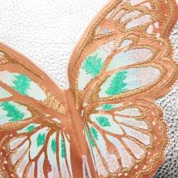 Pre Owned Sophia Webster Metallic Silver Leather Butterfly Wristlet Pouch