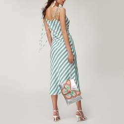 Pre Owned Sophia Webster Metallic Silver Leather Butterfly Wristlet Pouch