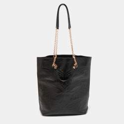 Sophia Webster Black Butterfly Embossed Leather Chain Tote