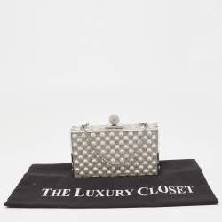 Sophia Webster Silver Crystal/Pearl Embellished Clara Box Clutch