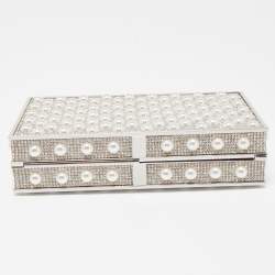 Sophia Webster Silver Crystal/Pearl Embellished Clara Box Clutch