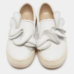 Sophia Webster White Leather Embellished Slip On Sneakers Size 36