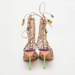 Sophia Webster Rose Gold Leather Fruit Applique Delphine Sandals Size 38