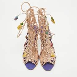 Sophia Webster Rose Gold Leather Fruit Applique Delphine Sandals Size 38