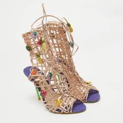 Sophia Webster Rose Gold Leather Fruit Applique Delphine Sandals Size 38