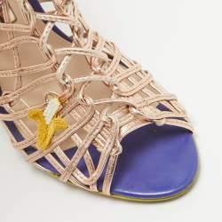 Sophia Webster Rose Gold Leather Fruit Applique Delphine Sandals Size 38