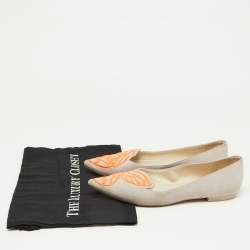 Sophia Webster Pink/Orange Suede Bibi Butterfly Pointed Toe Ballet Flats Size 37