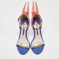 Pre Owned Sophia Webster Silver/Orange Leather Chiara Butterfly Sandals Size 36.5