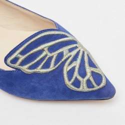 Sophia Webster Blue Suede Bibi Butterfly Ballet Flats Size 36.5