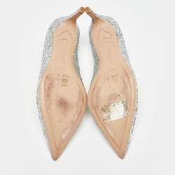Pre Owned Sophia Webster Silver Glitter Rio Pointed Toe Pumps Size 36.5