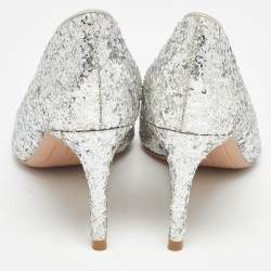 Pre Owned Sophia Webster Silver Glitter Rio Pointed Toe Pumps Size 36.5
