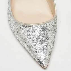 Pre Owned Sophia Webster Silver Glitter Rio Pointed Toe Pumps Size 36.5
