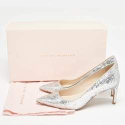 Pre Owned Sophia Webster Silver Glitter Rio Pointed Toe Pumps Size 36.5