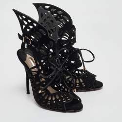 Sophia Webster Black Suede Electra Ankle Strap Sandals Size 36.5