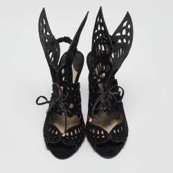 Sophia Webster Black Suede Electra Ankle Strap Sandals Size 36.5