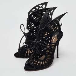 Sophia Webster Black Suede Electra Ankle Strap Sandals Size 36.5
