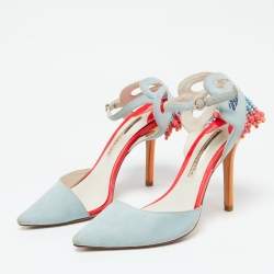 Sophia Webster Light Blue Suede and Leather Chiara Butterfly Ankle Strap Pumps Size 37.5