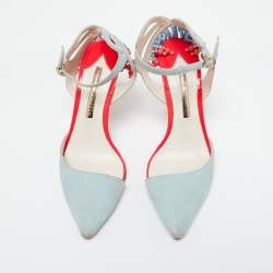 Sophia Webster Light Blue Suede and Leather Chiara Butterfly Ankle Strap Pumps Size 37.5